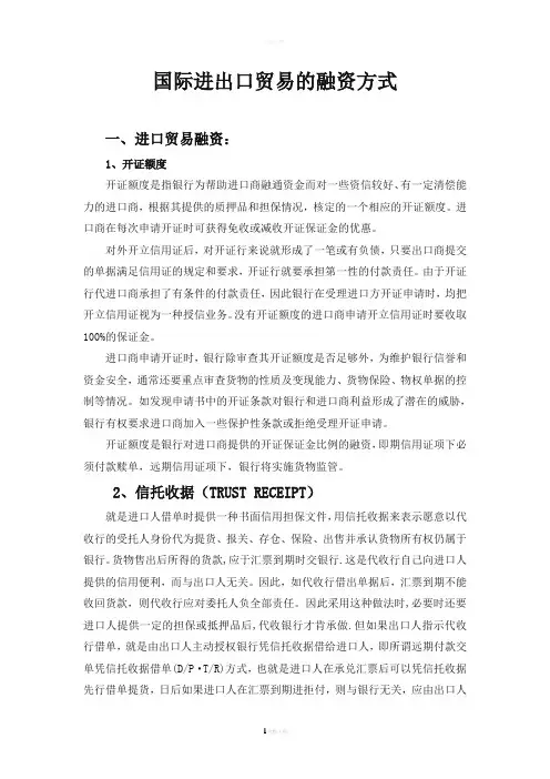 国际贸易融资方式