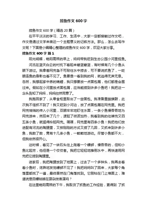 捞鱼作文600字（精选20篇）