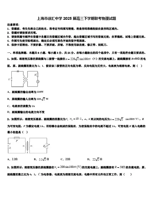上海市徐汇中学2025届高三下学期联考物理试题含解析