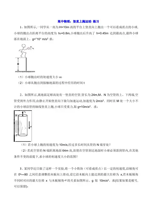 高中物理：竖直上抛运动 练习