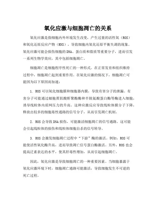氧化应激与细胞凋亡的关系