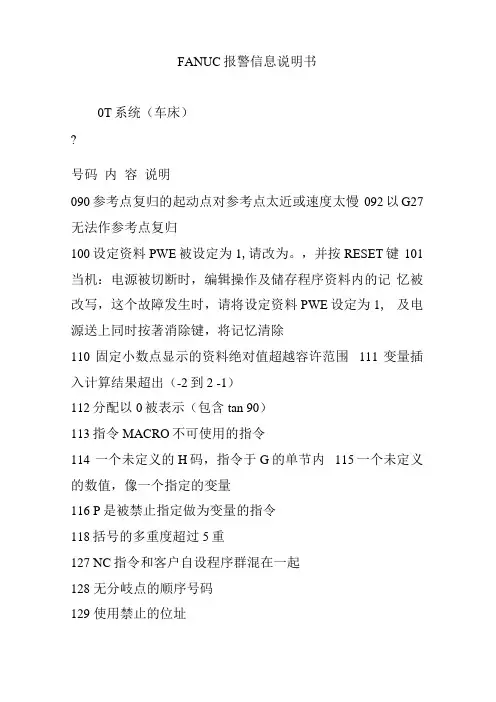 FANUC报警信息说明书