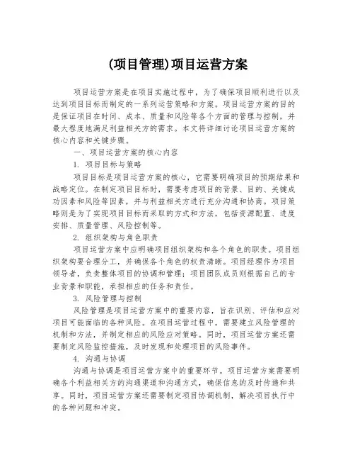 (项目管理)项目运营方案
