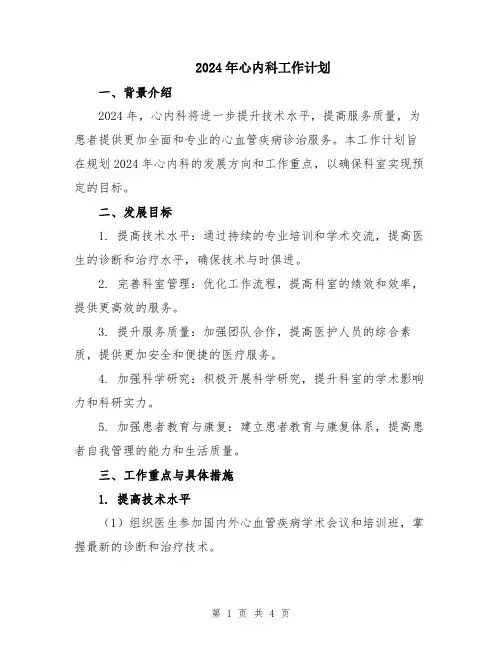 2024年心内科工作计划