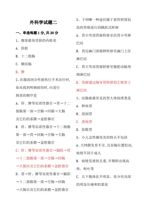 外科学试题及答案