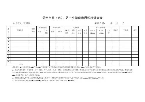 郑州市县(市)、区中小学班班通现状调查表