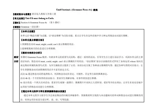人教版英语9年级全册Unit8_SectionA(Grammar_Focus-4c)教案