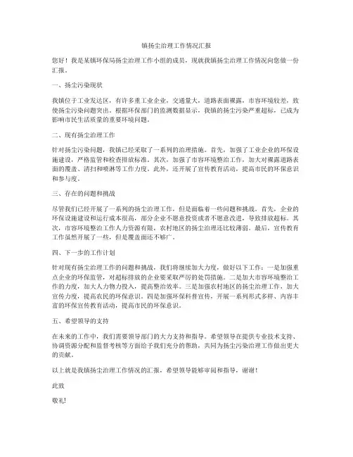 镇扬尘治理工作情况汇报