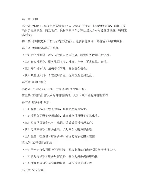项目财务管理制度范文