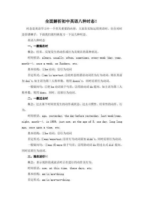 全面解析初中英语八种时态(纯干货)