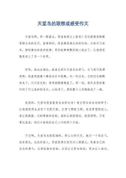天堂鸟的联想或感受作文
