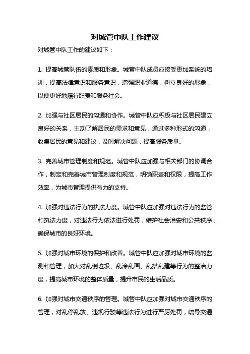 对城管中队工作建议