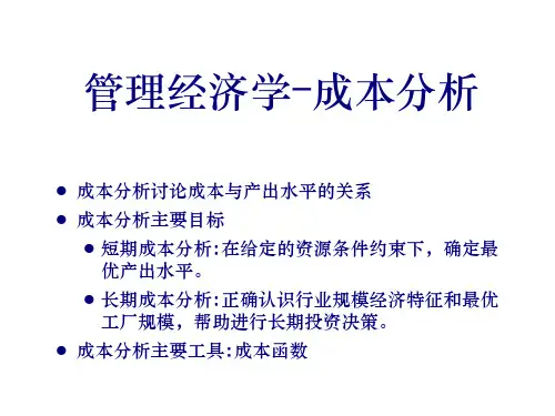 管理经济学-成本分析