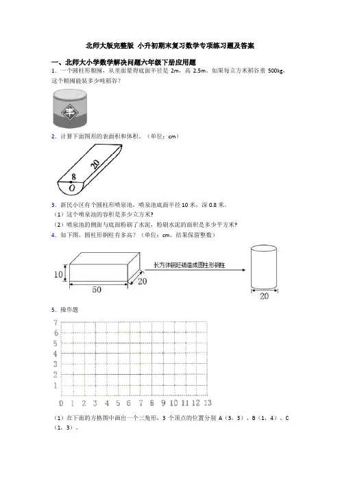 北师大版完整版 小升初期末复习数学专项练习题及答案