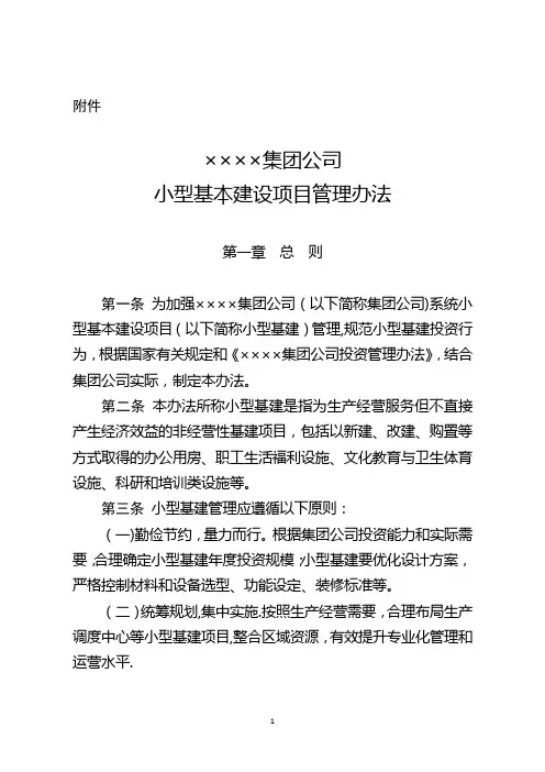 《××××集团公司小型基本建设项目管理办法》