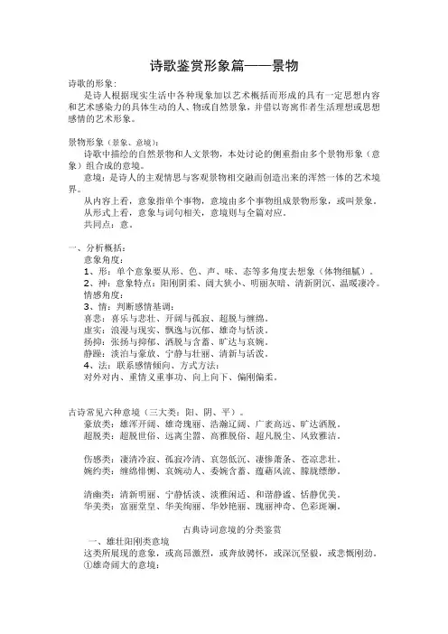 诗歌鉴赏形象 - 景物-讲解