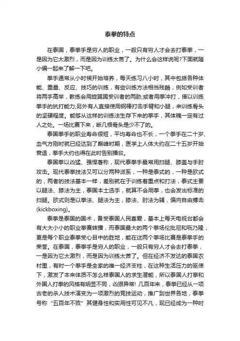 泰拳的特点
