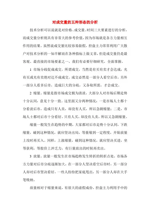 对成交量的五种形态的分析