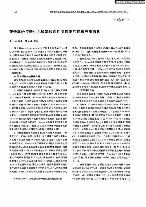 亚低温治疗新生儿缺氧缺血性脑损伤的临床应用前景