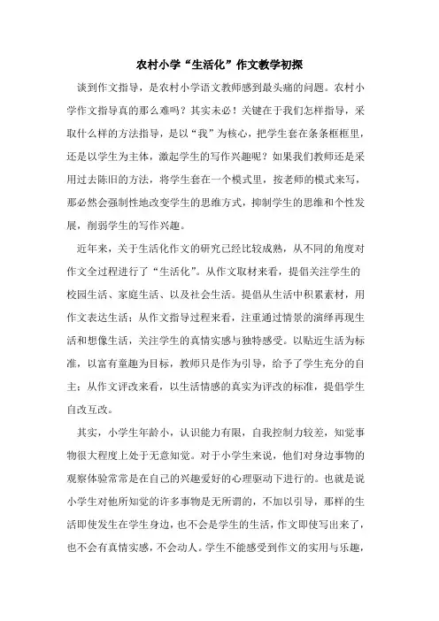农村小学“生活化”作文教学初探