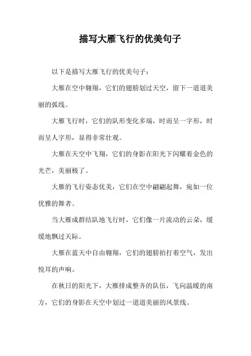 描写大雁飞行的优美句子
