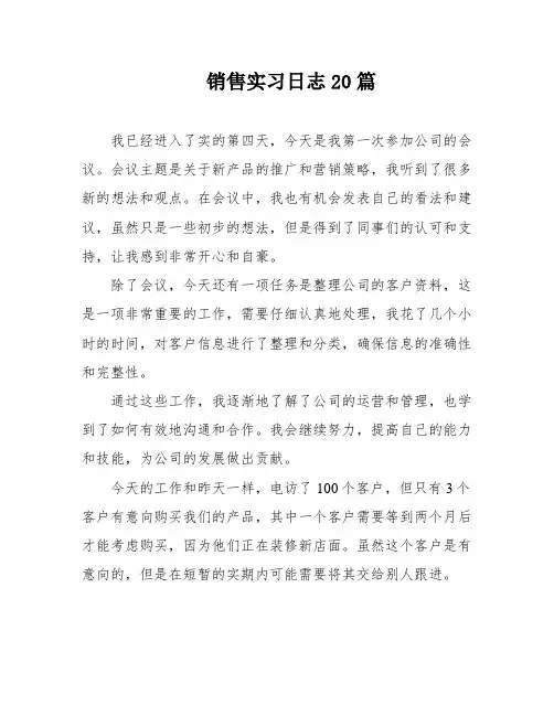 销售实习日志20篇