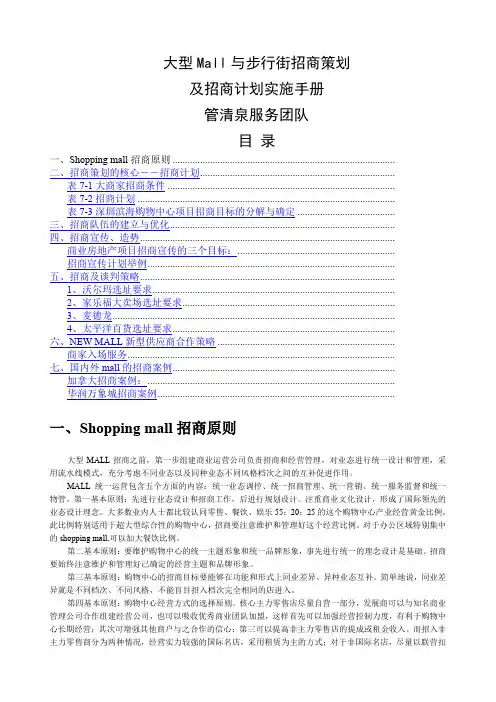 大型Mall与步行街招商策划及招商计划实施手册