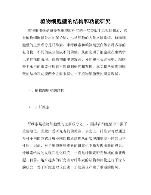 植物细胞壁的结构和功能研究