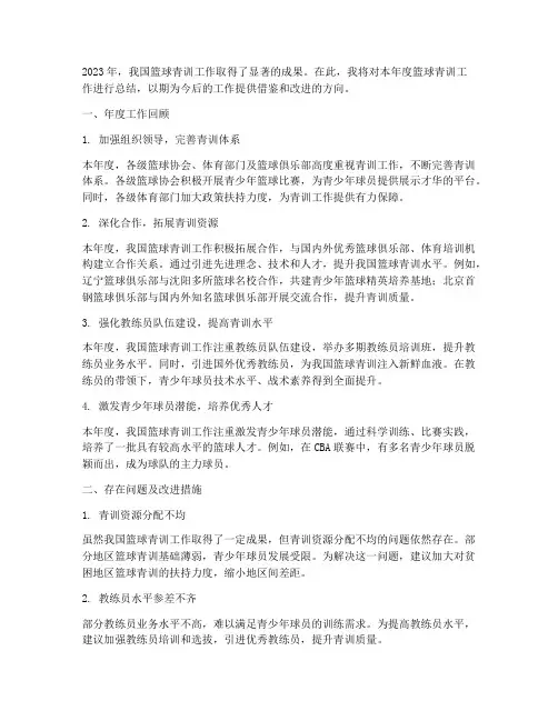 篮球青训年度年度总结