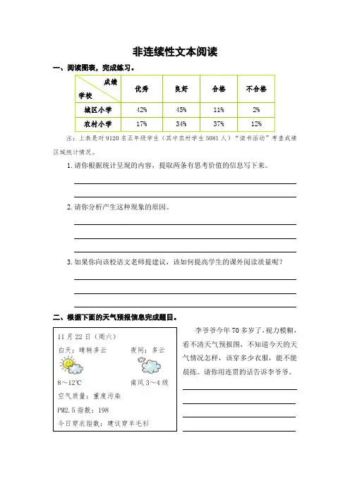 2020统编部编人教版六年级下册语文：非连续性文本阅读(word版)