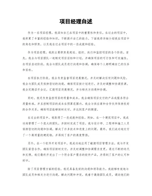 项目经理自述
