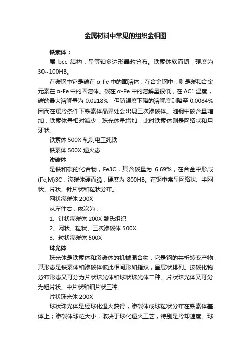 金属材料中常见的组织金相图