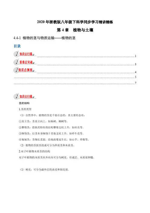 专题4.4.1植物的茎与物质运输——植物的茎(原卷版+解析)