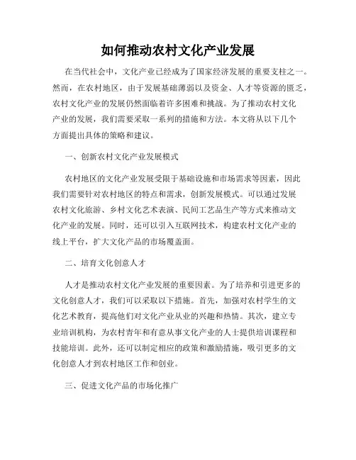 如何推动农村文化产业发展