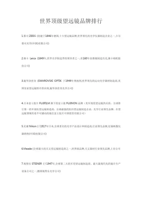 世界望远镜品牌排行