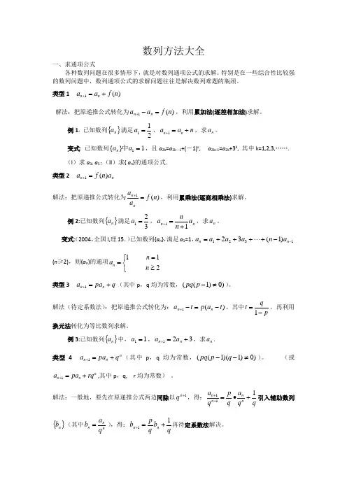 数列解题方法大全
