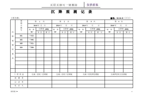 沉降观测记录表格10360(建筑助手)