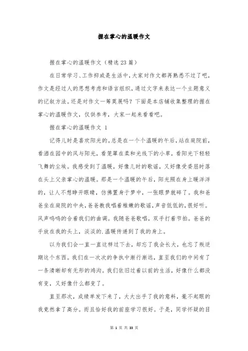 握在掌心的温暖作文