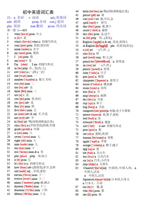 初中英语单词表大全2182个带音标