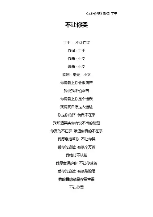 《不让你哭》歌词 丁于