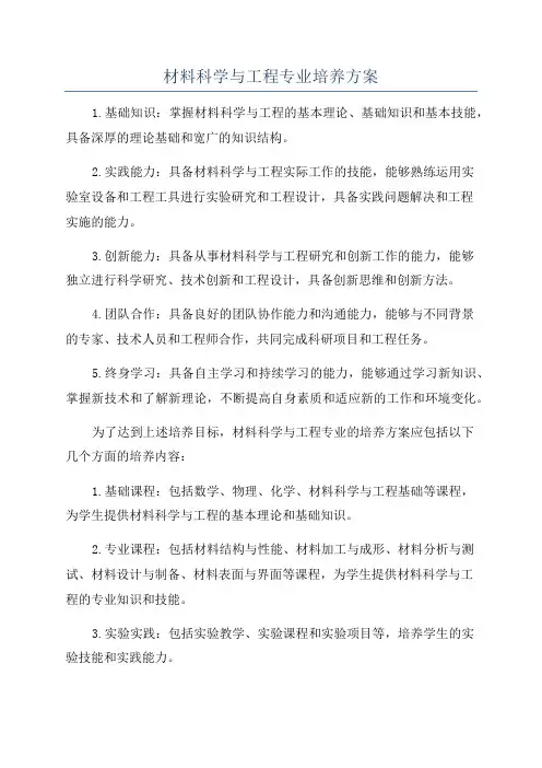 材料科学与工程专业培养方案