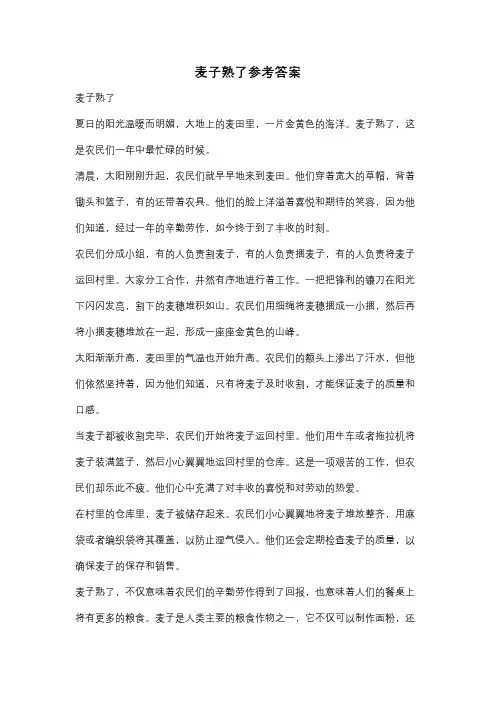 麦子熟了参考答案
