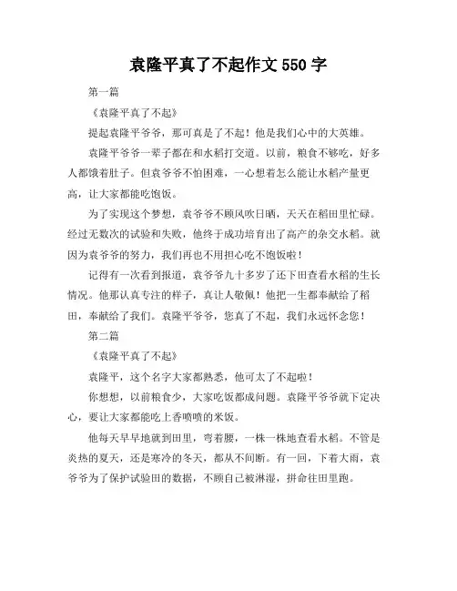 袁隆平真了不起作文550字