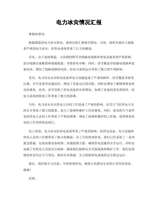 电力冰灾情况汇报
