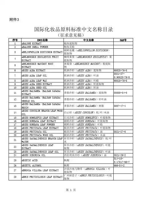 国际化妆品原料标准中文名称目录(2018,征求意见稿)