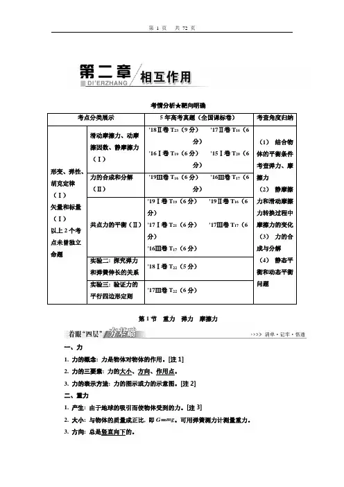 2021版高2018级高三物理一轮复习课件配套学案教师版第二章相互作用