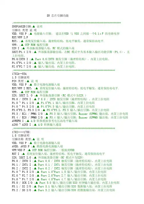 SN 芯片引脚功能