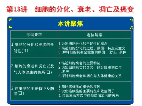 高三生物一轮复习细胞的分化衰老和癌变课堂