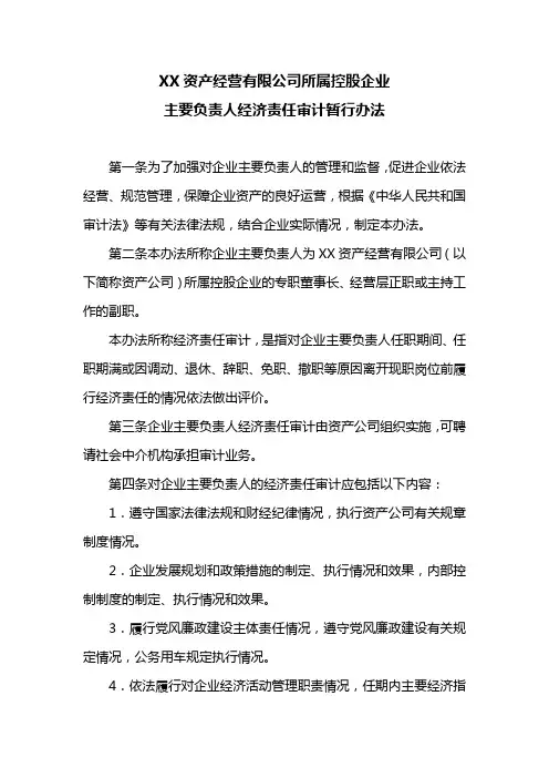 主要负责人经济责任审计暂行办法