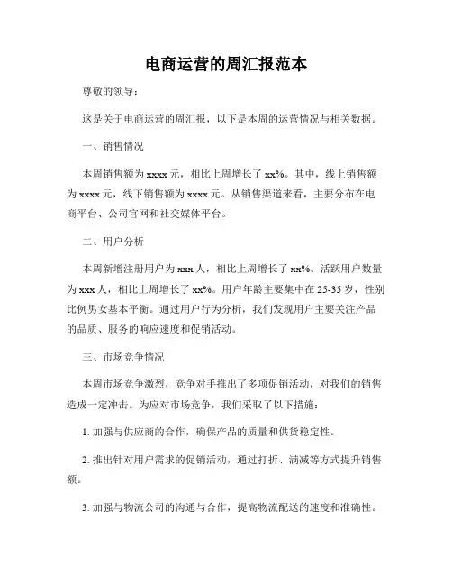 电商运营的周汇报范本